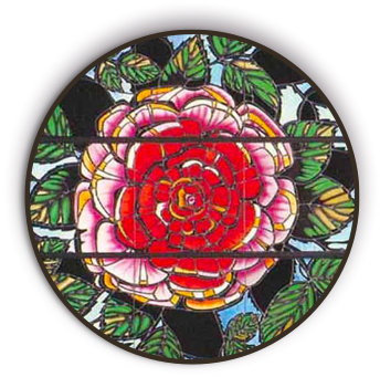 picture of Glass Pane with a Rose in the center